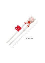 1 Pair Cartoon Learning Chop Sticks Reusable Training Baby Chopsticks or Feeding Spoon Tableware Learning Eating Set with Box