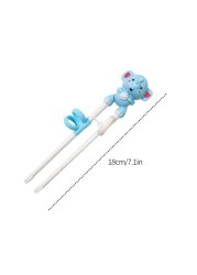 1 Pair Cartoon Learning Chop Sticks Reusable Training Baby Chopsticks or Feeding Spoon Tableware Learning Eating Set with Box