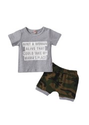 Summer Children Boy Letter Print T-shirt + Shorts Set Summer Camouflage Kids Boys Clothes Sets Baby Sets 1-3 Years For Baby