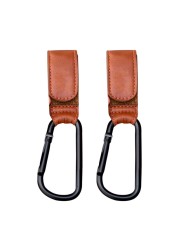 1/2pcs Baby Stroller Bag Hooks PU Leather Non-slip Hanger Wheelchair Organizer Bag Buckle Stroller Bag Hooks Baby Stroller Seat Accessories