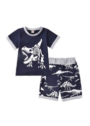 Etosale Children's Clothing 2pcs/set Cute Cartoon Boys Clothes Set Boys Dinosaur Short Sleeve Shorts Set Casaul Suit 1-6 Years