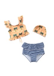 Happyflute Toddler Baby Girls Swimwear 2pcs Girls Swimwear With Cap Children Swimwear Kids Beach Wear