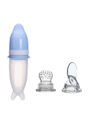 Squeeze Feeding Bottle Silicone Newborn Baby Training Rice Spoon Infant Cereal Food Supplement Feeder Safe Tableware