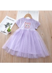 Baby Frozen Elsa Summer Dresses Girls Korean Outfits For Party Newborn Baby Lace Mesh Outfit Toddler Birthday Outfits