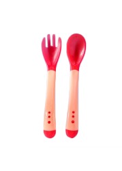 Children spoon and fork baby safety temperature sensor children feeding dishes kitchen spoons for kids