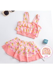 Summer Baby Girls Bathing Suit Girls One Piece Swimsuit Girls Open Back Bathing Suit Floral Ruffle Bathing Suit For Girls