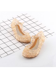 Kids Girl Frozen Jelly Sandals Summer Shoes Waterproof Princess Shoes Slippers PVC Cinderella Crystal Cosplay Accessories