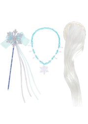 Encanto Girls Hair Accessories Elsa Accessories Gloves Wand Jewelry Set Crown Airel Wig Braid Princess Dress Christmas Party