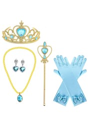 Encanto Girls Hair Accessories Elsa Accessories Gloves Wand Jewelry Set Crown Airel Wig Braid Princess Dress Christmas Party