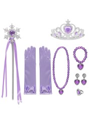 Encanto Girls Hair Accessories Elsa Accessories Gloves Wand Jewelry Set Crown Airel Wig Braid Princess Dress Christmas Party