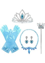 Encanto Girls Hair Accessories Elsa Accessories Gloves Wand Jewelry Set Crown Airel Wig Braid Princess Dress Christmas Party