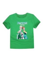 Disney Cartoon T-shirt for Boys Teens Children Summer Tops Girls Frozen Tees Anna and Elsa Cosplay T-shirt Olaf T-shirt