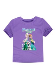 Disney Cartoon T-shirt for Boys Teens Children Summer Tops Girls Frozen Tees Anna and Elsa Cosplay T-shirt Olaf T-shirt