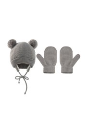 Winter Protection Baby Hats Kids Autumn Warm Knitted Winter Hat Newborn Baby Cute Gloves Hats For 6-48 Months