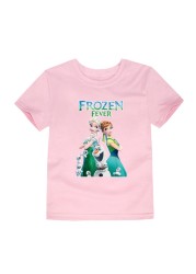 Disney Girls Frozen T-shirt Anna and Elsa Sister Cartoon Tops Teenagers Girls Tees Summer Children Clothes Disney T-shirt for Boys