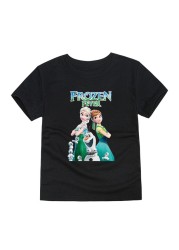 Disney Girls Frozen T-shirt Anna and Elsa Sister Cartoon Tops Teenagers Girls Tees Summer Children Clothes Disney T-shirt for Boys