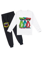 poppy game play tshirt kids satire wugy t shirt boys long sleeve tops pants 2pcs sets girl cartoon outfit children tracksuit