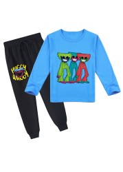 poppy game play tshirt kids satire wugy t shirt boys long sleeve tops pants 2pcs sets girl cartoon outfit children tracksuit