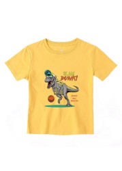 2022 Fashion Boys and Babies' Short Sleeve T-shirt Boys T-Rex Crewneck Dinosaur T-shirt Cotton Tops Tees Summer Clothes