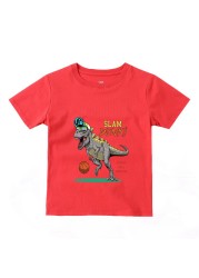 2022 Fashion Boys and Babies' Short Sleeve T-shirt Boys T-Rex Crewneck Dinosaur T-shirt Cotton Tops Tees Summer Clothes