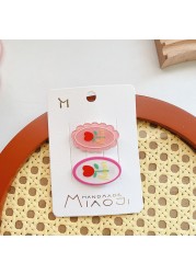 2Pcs/set Kids Sweet Cute Kawaii Korean Hairpins Cloud Flower Hair Pin for Girls Baby Hair Clips Mini Child Headwear Accessories