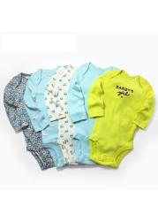 Long Sleeve Romper Cartoon Boy Girl Clothes Infant Clothes Set Newborn Costume Cotton 2022 Autumn Spring Rompers 5pcs