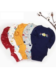 Long Sleeve Romper Cartoon Boy Girl Clothes Infant Clothes Set Newborn Costume Cotton 2022 Autumn Spring Rompers 5pcs