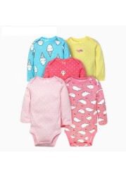 Long Sleeve Romper Cartoon Boy Girl Clothes Infant Clothes Set Newborn Costume Cotton 2022 Autumn Spring Rompers 5pcs