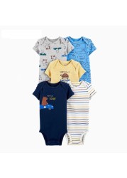 Cartoon Monster Baby Newborn Clothes Newborn Baby Clothes Short Sleeve Cotton Onesex Unisex Bodysuit 2021 5pcs/set