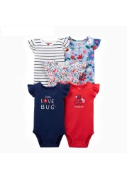 Cartoon Monster Baby Newborn Clothes Newborn Baby Clothes Short Sleeve Cotton Onesex Unisex Bodysuit 2021 5pcs/set