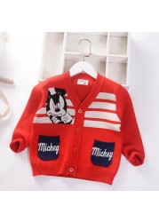 Autumn Little Boys Clothes Lightning McQueen Embroidery Knit Cardigan Sweater Winter Clothes Christmas Fashion Children Tops