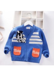 Autumn Little Boys Clothes Lightning McQueen Embroidery Knit Cardigan Sweater Winter Clothes Christmas Fashion Children Tops