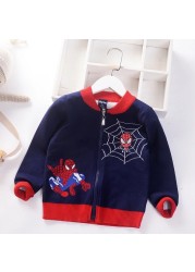 Autumn Little Boys Clothes Lightning McQueen Embroidery Knit Cardigan Sweater Winter Clothes Christmas Fashion Children Tops