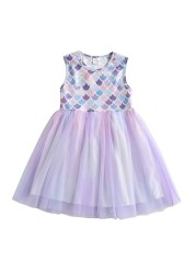 DXTON New Girls Dresses Summer Bow Tutu Princess Dress for Kids V-neck Wedding Party Girls Costumes Elegant Girls Dress 3-8y