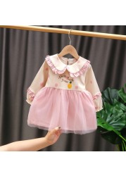 Cute Soft Cotton Baby Girls Clothes Doll Collar Polka Dot Embroidery Mesh Stitching Kids Picnic Birthday Special Offer