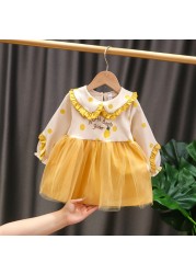 Cute Soft Cotton Baby Girls Clothes Doll Collar Polka Dot Embroidery Mesh Stitching Kids Picnic Birthday Special Offer