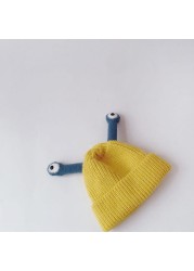 MILANCEL 2021 winter kids hat cute eye hat fashion boys hat korean solid girls hat fashion knitted hat