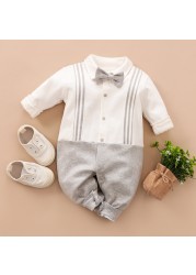 Baby Boy Clothes Baby Jumpsuit Autumn Backpack Long Sleeve Baby Ha Yi Korean Version Gentleman Newborn Crawling Suit Baby Clothes