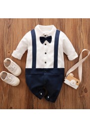 Baby Boy Clothes Baby Jumpsuit Autumn Backpack Long Sleeve Baby Ha Yi Korean Version Gentleman Newborn Crawling Suit Baby Clothes