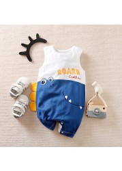 jumpsuit for boy baby girl summer sleeveless vest one piece newborn baby cartoon crawling suit new cartoon dinosaur cotton clothes