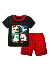 Boys Short Sleeve Cotton Pajamas Sets Dinosaur Boys Sleepwear Sets Teenage Kids Pajamas For Boys 3 4 5 6 7 8 9 10 11 12 Years