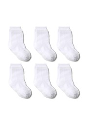 Boys and Girls 6 Pairs Socks 0-6 Years, Cotton, Kids, Non Slip, Short Cut, Elastic Grips, Four Seasons