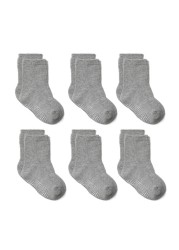 Boys and Girls 6 Pairs Socks 0-6 Years, Cotton, Kids, Non Slip, Short Cut, Elastic Grips, Four Seasons