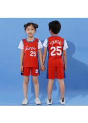 Baby boy basketball uniform outdoor sportswear 3-12 years old girls youth short suit summer children designer clothes set