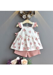 2022 Toddler Kids Baby Girls Floral T-shirt Shorts Sets + Summer Shorts 2pcs Fashion Girl Infant Clothes Casual Children's Sets