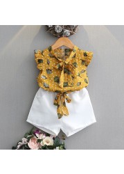 2022 Toddler Kids Baby Girls Floral T-shirt Shorts Sets + Summer Shorts 2pcs Fashion Girl Infant Clothes Casual Children's Sets