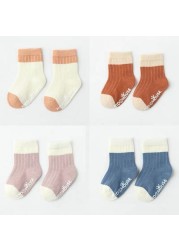 4 Pairs Cotton Baby Socks Cotton Socks Baby Boys Girls Cute Lovely Anti-Slip Socks Toddler Kids Fashion Soft Socks Autumn