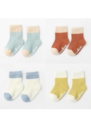 4 Pairs Cotton Baby Socks Cotton Socks Baby Boys Girls Cute Lovely Anti-Slip Socks Toddler Kids Fashion Soft Socks Autumn