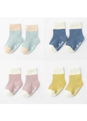 4 Pairs Cotton Baby Socks Cotton Socks Baby Boys Girls Cute Lovely Anti-Slip Socks Toddler Kids Fashion Soft Socks Autumn