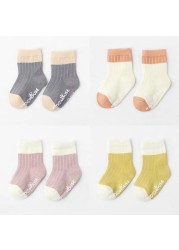 4 Pairs Cotton Baby Socks Cotton Socks Baby Boys Girls Cute Lovely Anti-Slip Socks Toddler Kids Fashion Soft Socks Autumn